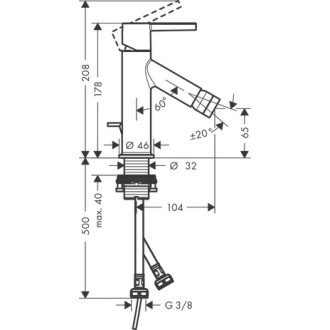 Mitigeur de bidet avec poignée à levier avec tirette et vidage chromé - 10214000