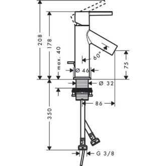 Mitigeur de lavabo HANSGROHE AXOR Starck pour lave-mains avec poignée à levier avec tirette et vidage noir chromé poli - 10102330