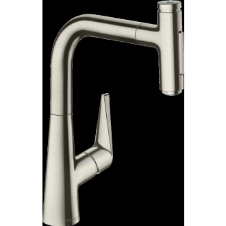Mitigeur de cuisine avec douchette extractible aspect acier inox - 72824800