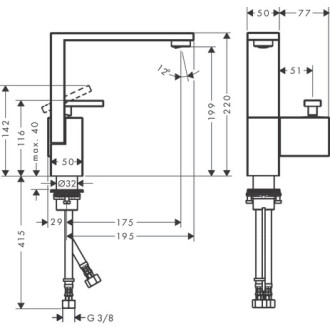 Mitigeur de lavabo HANSGROHE AXOR Edge , coupe diamant, bonde push-open aspect doré poli - 46021990