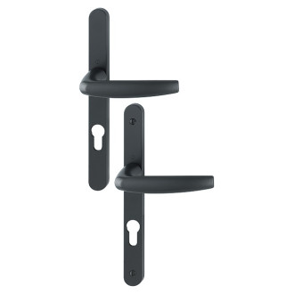 Ensemble de porte-fenêtre plaque étroite Atlanta 1530/300LMSGL HOPPE Noir mat Clé i  Ent.70 - ép.78-87 - 3304368