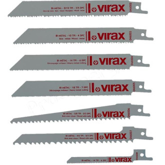 Lot de 5 lames scie sabre - L 150 mm - Métaux épais (ép. comprise entre 4,8 et 6,3 mm), caoutchouc dur, fibres de verre, tubes, cornières