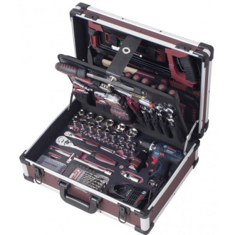 Coffret d'outils Pro-Line KRAFTWERK 264 pièces + perceuse visseuse BOSCH 1/4" 1/2" - 3949