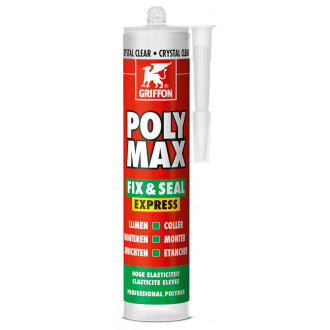 Colle de montage et mastic d étanchéité POLY MAX FIX - SEAL EXPRESS - Cartouche 300 g - Crystal Clear