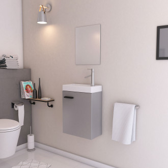 Ensemble meuble lave mains gris 41x50x22cm + miroir - smally grey Aurlane - LAV665