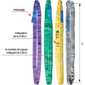 Elingue ronde Jaune LEVAC - L. utile 3 m - CMU 3T - Coef.utile 7:1 - 4428P30