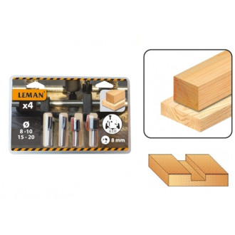 Lot de 4 fraises de défonceuse à rainer droites - 428.700.04