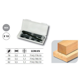 Boîte 10 fers de rabot réversibles carbure 82x5,5x1,1 mm 7142.782.10