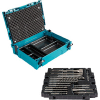 Coffret makpac 17 pièces sds-plus forets, pics, burins makita - b-52059