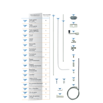Kit ferme imposte manivelle Windy 605 noir SOUCHIER pour châssis abattant intérieur L.6.05m - 26811