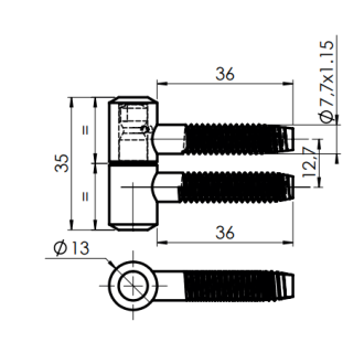 Fiche à visser pour imposte MONIN - Indégondable - Acier zingué blanc - 40x13 mm - 6340-651550