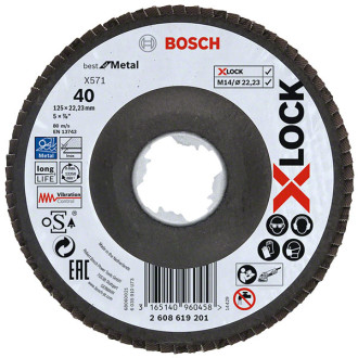 Disque x-lock lamelle déporté best metal bosch ø125 grain 80 - 2608619203