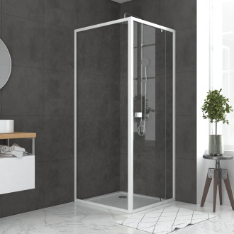 Pack porte de douche pivotante blanc extensible 79 à 90cm + paroi de retour 90 + receveur a poser Aurlane - PACF048