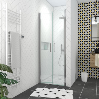 Pack paroi de douche 90x200 cm + receveur de douche a carreler 90x140 recoupable Aurlane - PACF080