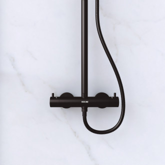 Porte de douche coulissante "industriel" 120x200 + receveur blanc + colonne de douche thermostatique Aurlane - PACF267