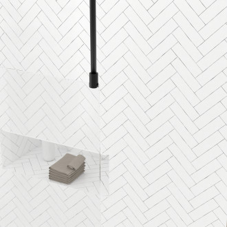 Paroi de douche 80x200cm verre transparent - profilé + barre plafond noire - freedom 2 black Aurlane - PACF405