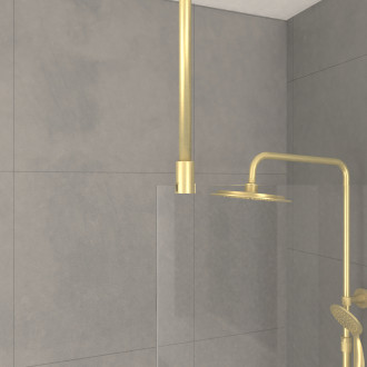 Paroi de douche 140x200cm verre 8mm - profilé + barre plafond finition or brossé - freedom 2 gold Aurlane - PACF435