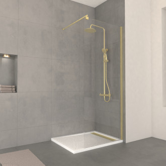 Paroi de douche 80x200cm verre 8mm - profilé + barre extensible finition or brossé - freedom 2 gold Aurlane - PACF436
