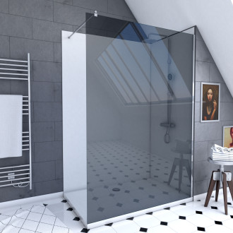 Pack panneau wall'it blanc 90 et panneau wall'it blanc 120 + receveur whiteness ii 120 + paroi en verre trempé fumé dark + barre de fixation. Aurlane - PACP022