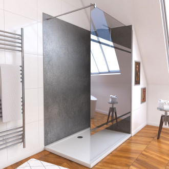 Pack panneau mural stone'it silver grey 90 + panneau mural stone'it silver grey 120 + paroi de douche + receveur + barre de fixation Aurlane - PACP093