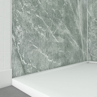 Pack panneaux muraux + profilé d'angle chrome + 2 profilés de finition chrome - 120x90x210 - ice green 120 Aurlane - PACP259