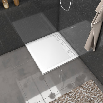 Pack receveur acrylique blanc 80x80 et grille décor aluminium blanc brillant - pack whitness ii Aurlane - PACR022