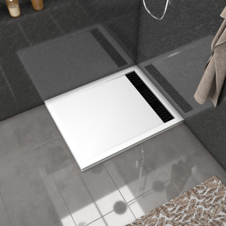 Pack receveur acrylique blanc 100x80 et grille décor aluminium finition noir mat - pack whitness ii Aurlane - PACR025