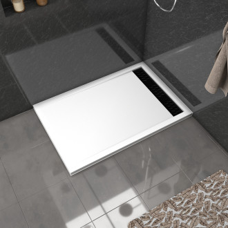 Pack receveur acrylique blanc 120x80 et grille décor aluminium finition noir mat - pack whitness ii Aurlane - PACR027