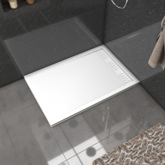 Pack receveur acrylique blanc 120x80 et grille décor aluminium blanc brillant - pack whitness ii Aurlane - PACR028