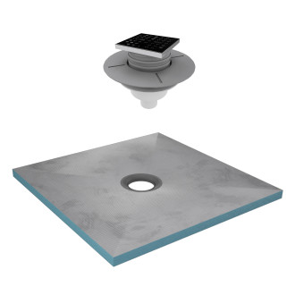 Receveur de douche à carreler 90x90 cm avec bondes à sortie verticale - grille noire Aurlane - PACR185
