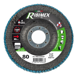 Disque a lamelles 115MM plat grain abrasif 40 Zirconium Ribimex - PRDL11540ZP