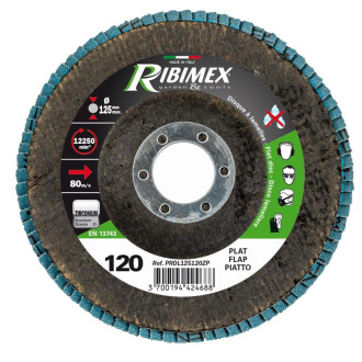 Disque a lamelles 125MM plat grain abrasif 120 Zirconium Ribimex - PRDL125120ZP