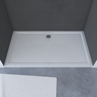 Receveur de douche a poser extra-plat anti-derapant en acrylique blanc rectangle - 140x80cm - bac de douche whiteness 140 Aurlane - SCAB127
