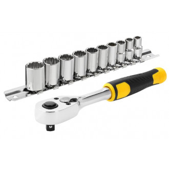 Cliquet 72 dents 1/4 + 10 douilles stanley - 11 pièces - stmt82666-0