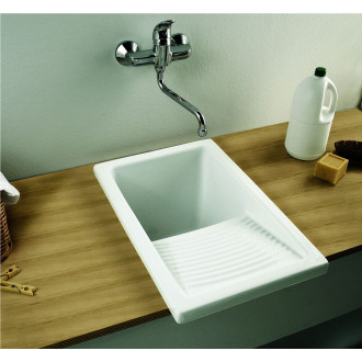 Bac à laver RIBA - Dimensions : 39 x 60 cm - Profondeur de la cuve : 34 cm - couleur : BLANC