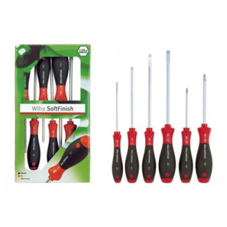Jeu de 6 tournevis SoftFinish WIHA Fente/Pozidriv - 07153 