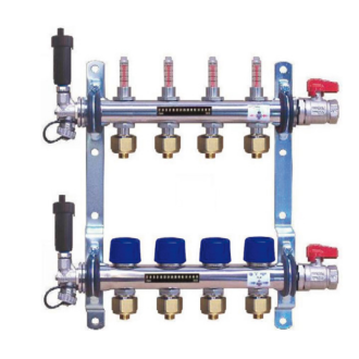 Collecteurs TRA avec débitmètre - 5 départs -  Avec 2 thermomètres - 020905