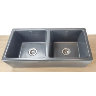 Évier céramique Timbre D'office Belfast anthracite 100 cm - 2 Bacs