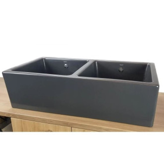 Évier céramique Timbre D'office Belfast anthracite 100 cm - 2 Bacs