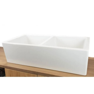 Évier céramique Timbre D'office Belfast blanc 100 cm - 2 Bacs