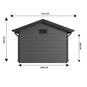 Abri de jardin composite isora - 9m2 - epaisseur des madriers : 28mm - cabane atelier / abri velo - menuiseries en aluminium - Couleur au choix