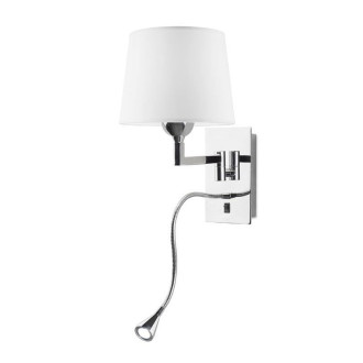 Applique oxford avec liseuse, chrome, sans abat jour