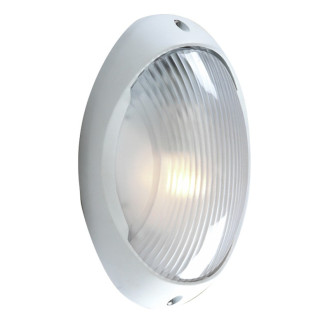 Applique ronde outdoor & porch, en fonte d'aluminium blanche et polycarbonate