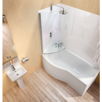 Cleargreen baignoire-douche asymétrique ecoround r19 150x80x74 cm lucite®