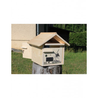 Boîte aux lettres en bois créastuce : moulin violet (2 portes)