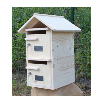 Boîte aux lettres en bois créastuce double toit bois massif