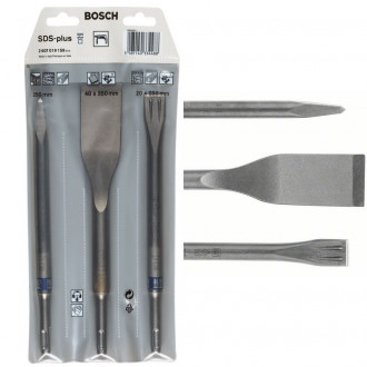 Set de 3 burins LongLife (Pointu, Plat et Bêche) SDS-Plus BOSCH 2607019159