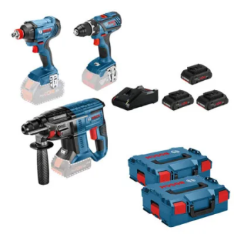 Kit 3 outils bosch 18v gsr/gdx/gbh + 3x4.0ah - 0615990m0v