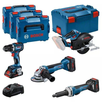 Kit 4 outils bosch gsr/gws/gkm/ggs1 x procore 18v 4.0ah + 2 x procore 18v 5.5ah - 0615990n3a