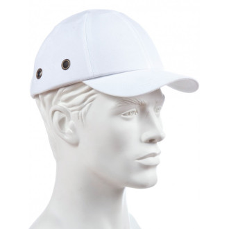 Casquette de protection singer anti heurt blanche avec calotte moulee abs et visiere toile reglable par grip au dos